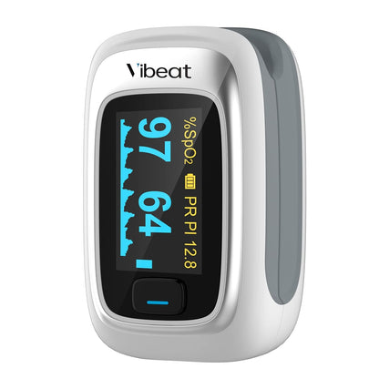 Vibeat Fingertip Pulse Oximeter Blood Oxygen Saturation Monitor Portable SpO2 & Pulse Rate Monitor Batteries and Lanyard Included