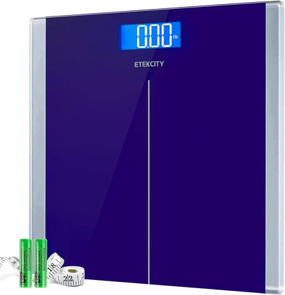 Etekcity Digital Body Weight Bathroom Scale 400 lb Capacity 6mm Tempered Glass Blue LCD Display