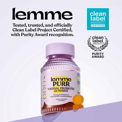 Lemme Purr Vaginal Probiotic Gummies, Vitamin C, Pineapple, 60 Count