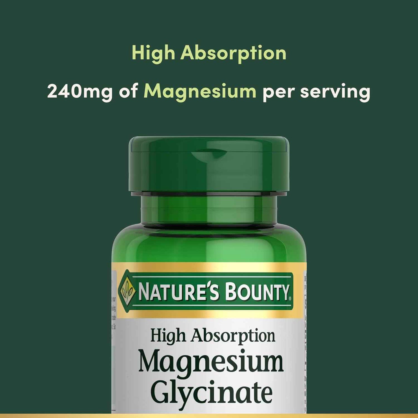 Nature's Bounty High Absorption Magnesium Glycinate 240 mg 120 Capsules
