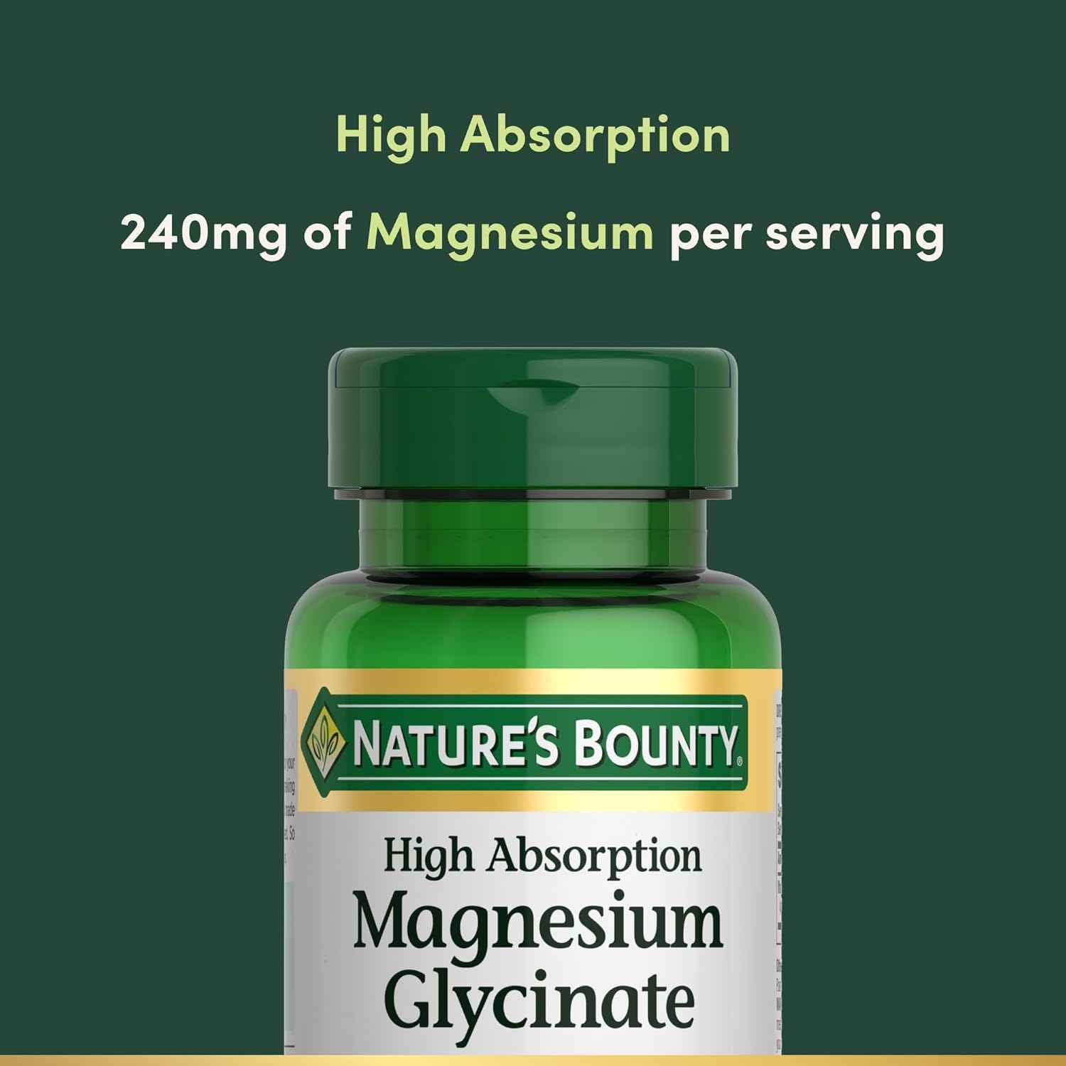 Nature's Bounty High Absorption Magnesium Glycinate 240 mg 120 Capsules