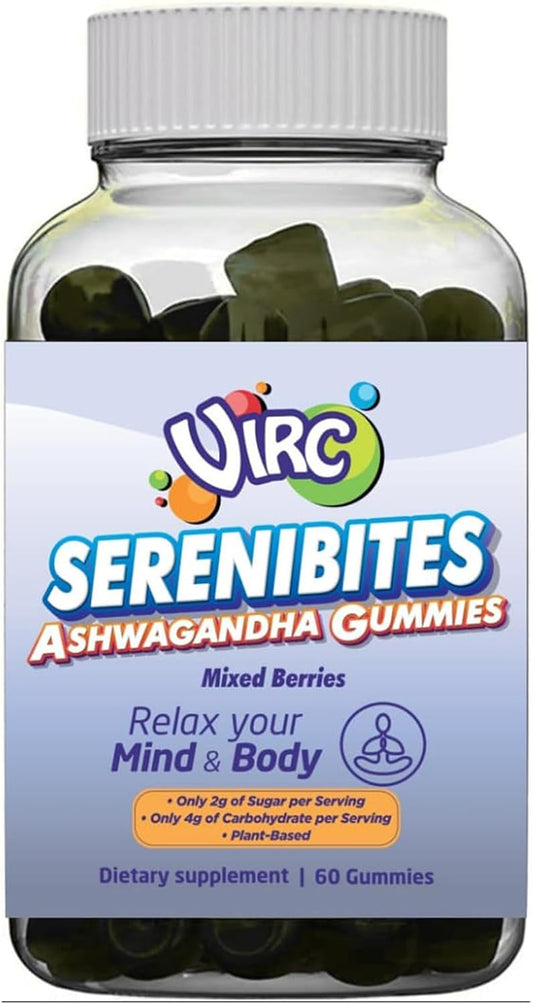 VIRC Snacks Ashwagandha Stress Energy Support Mixed Berries Gummies 60 Count