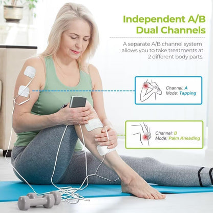 AUVON Dual Channel TENS Unit Muscle Stimulator Machine 20 Modes 2" and 2"x4" Electrode Pads