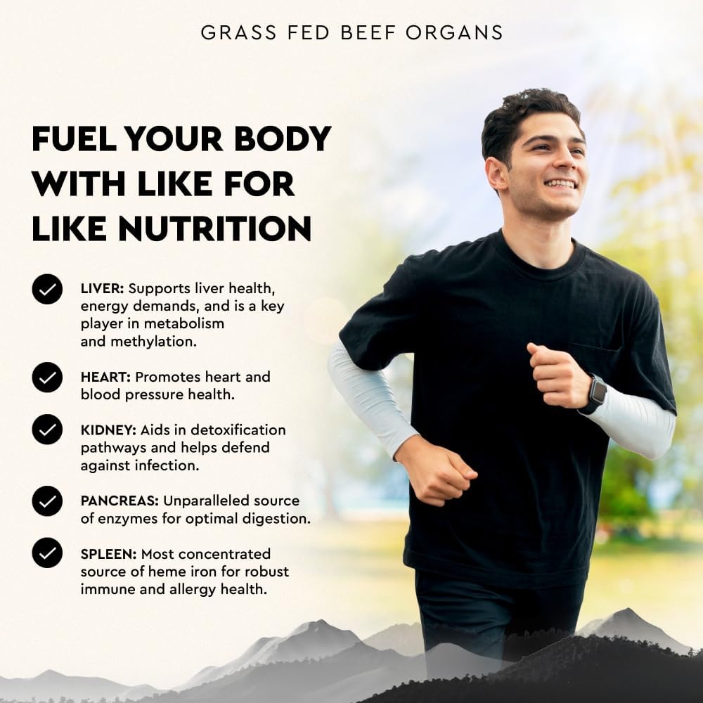 Ancestral Supplements Grass Fed Beef Organ Supplement Freeze-Dried 180 Capsules