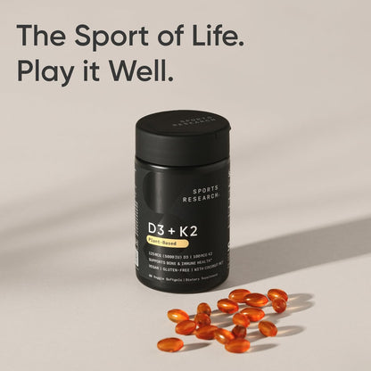 Sports Research Vitamin D3 + K2 Supplement Vegan 5000IU 60 Softgels