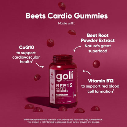 Goli Beets Cardio 100 mg CoQ10 Dietary Supplement Gummies