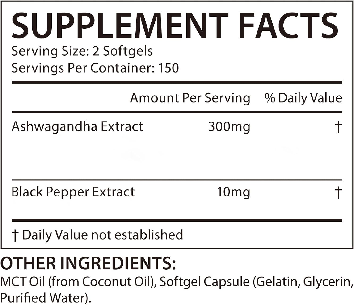 ZUZOKKAHA Ashwagandha Extract Relaxation Calm Mood Supplement Softgels 300 Count