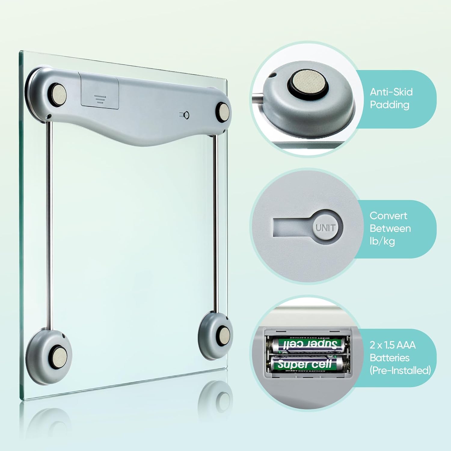 Etekcity Digital Body Weight Bathroom Scale 400 lb Capacity 6mm Tempered Glass Blue LCD Display