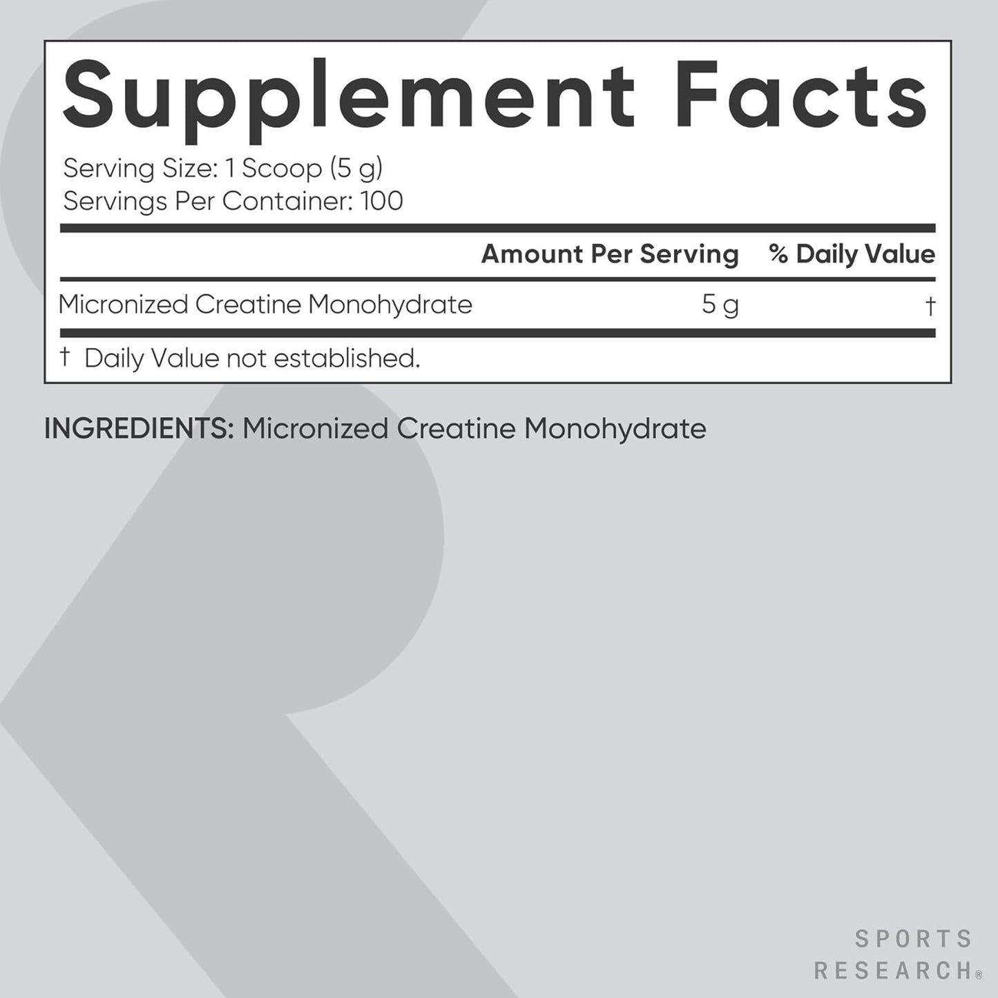 Sports Research Creatine Monohydrate Micronized Powder 17.64 Oz