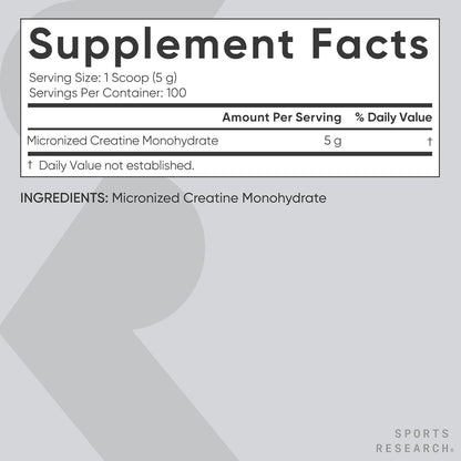 Sports Research Creatine Monohydrate Micronized Powder 17.64 Oz