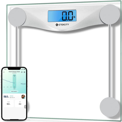 Etekcity Digital Body Weight Bathroom Scale 400 lb Capacity 6mm Tempered Glass Blue LCD Display