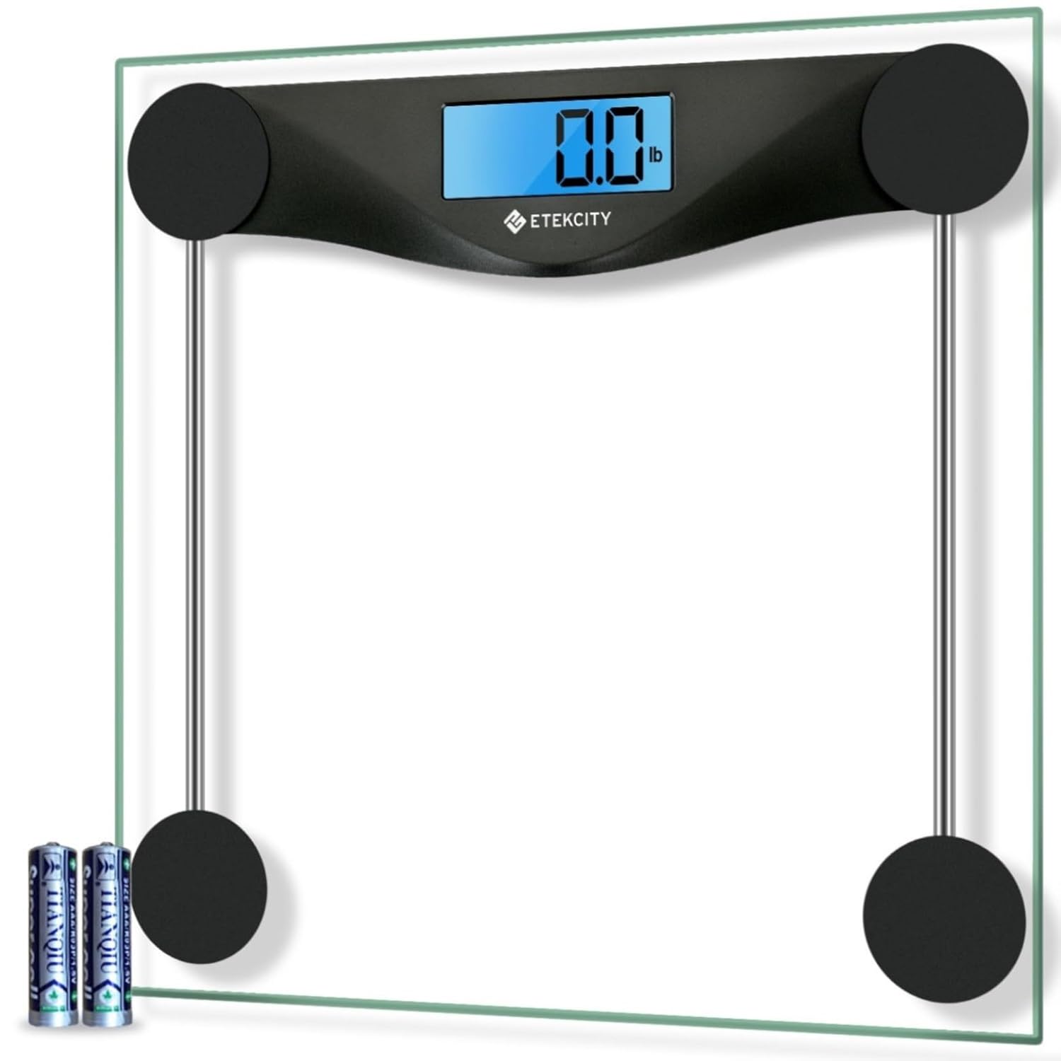 Etekcity Digital Body Weight Bathroom Scale 400 lb Capacity 6mm Tempered Glass Blue LCD Display