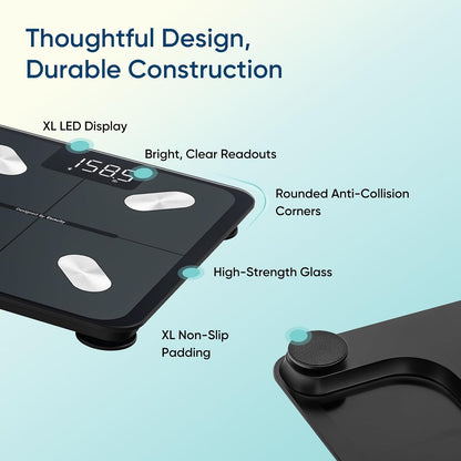 Etekcity Smart Scale Body Weight Fat BMI 400 lb Capacity Bluetooth LED Tempered Glass