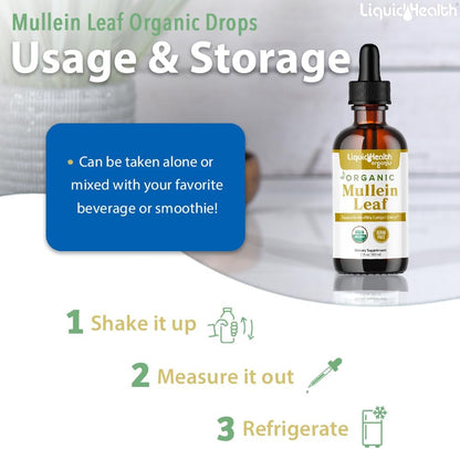 LIQUIDHEALTH USDA Organic Mullein Leaf Respiratory Support Liquid Drops