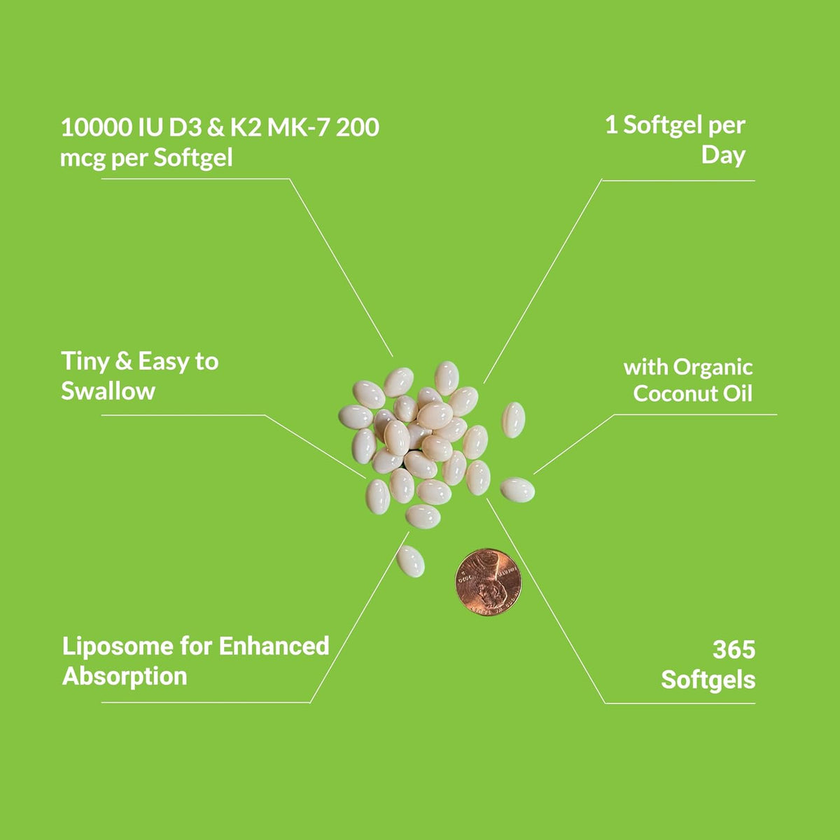 UpNourish Liposomal D3 K2 vitamin softgels bottle with easy-to-swallow mini softgels for immune support and bone health.