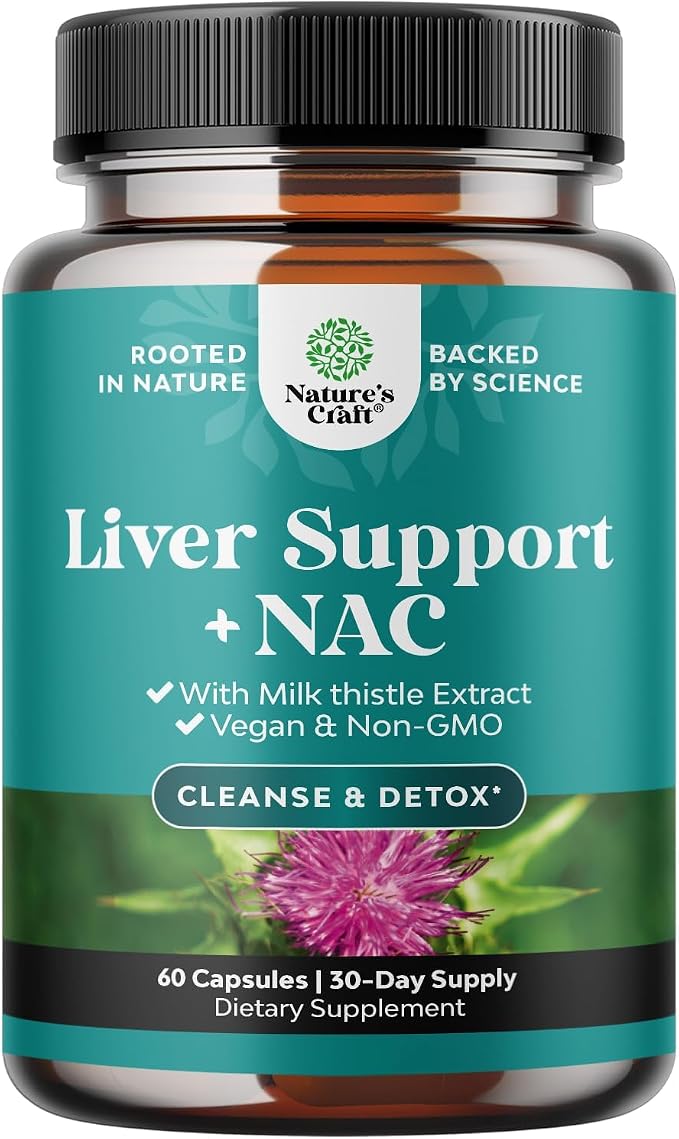 Natures Craft NAC Milk Thistle Liver Support Detox Formula Capsules