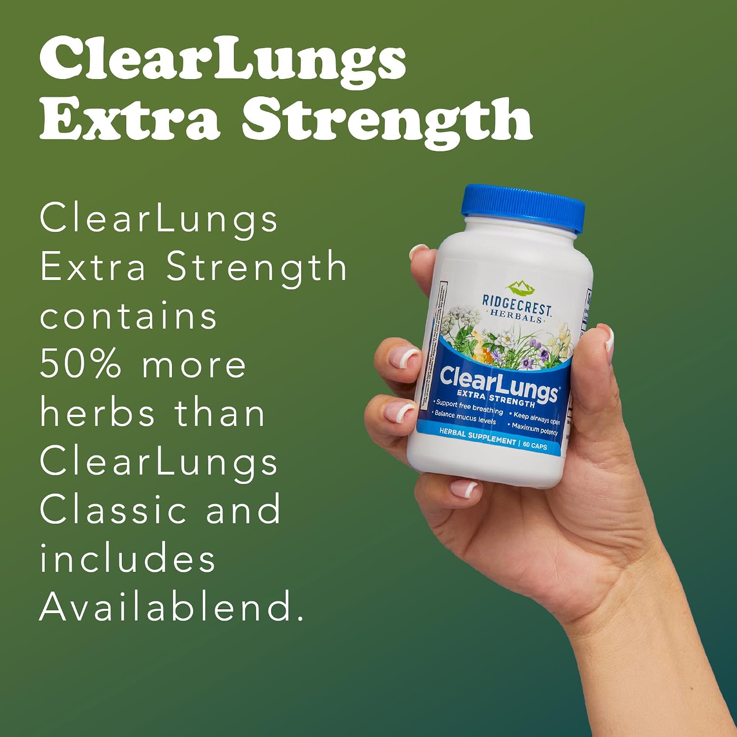 RidgeCrest Herbals ClearLungs Extra Strength Lung Respiratory Support Capsules