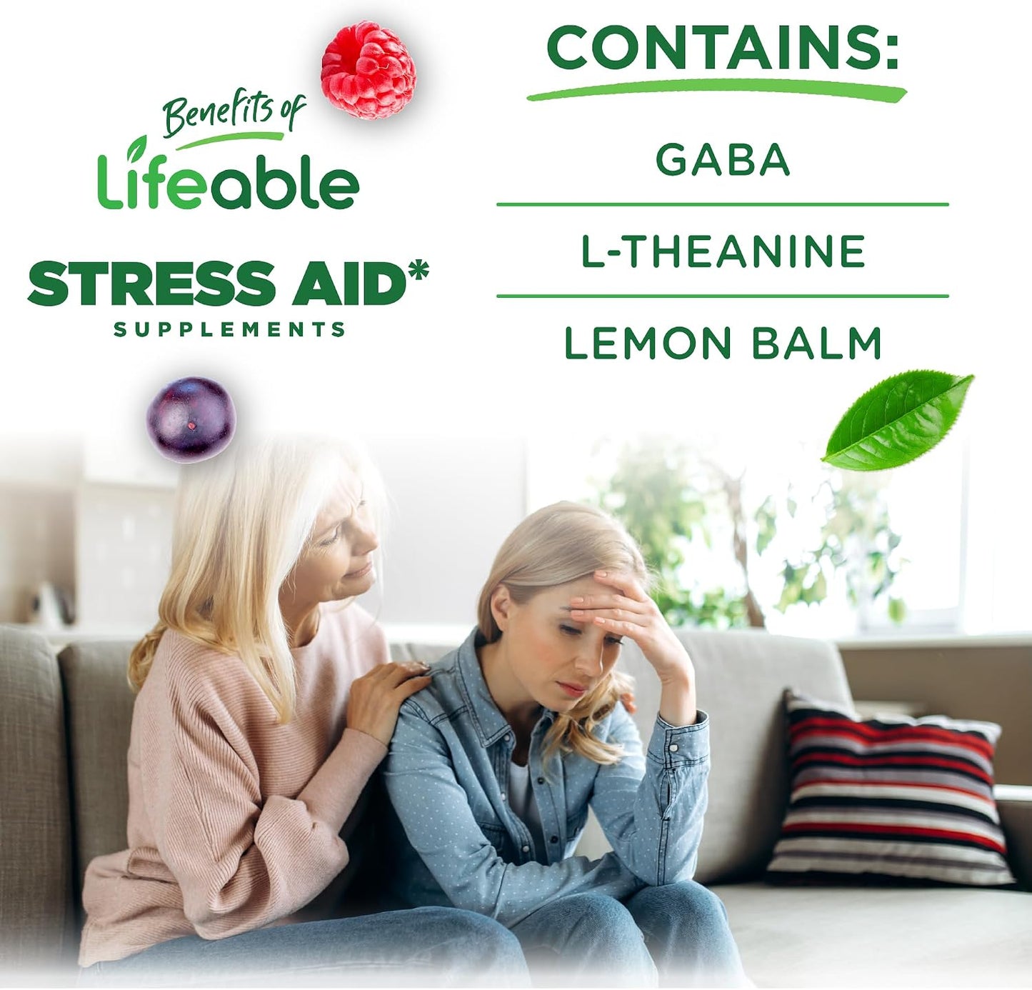 Lifeable Stress Aid Teens Mood Support Berry Gummies 90 Count