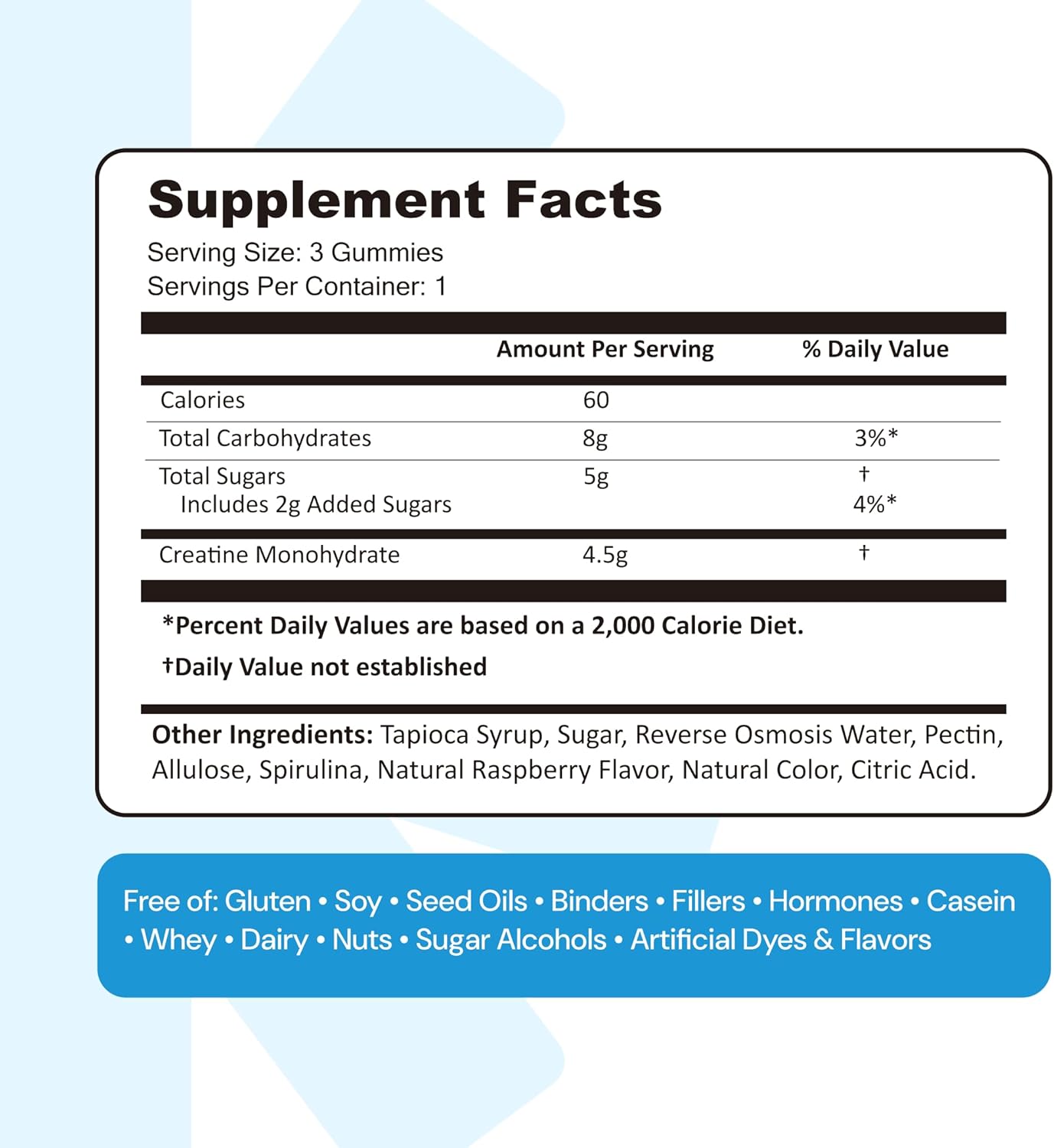 Create Creatine Monohydrate Gummies 1.5g Per Gummy Vegan Gluten-Free Non-GMO