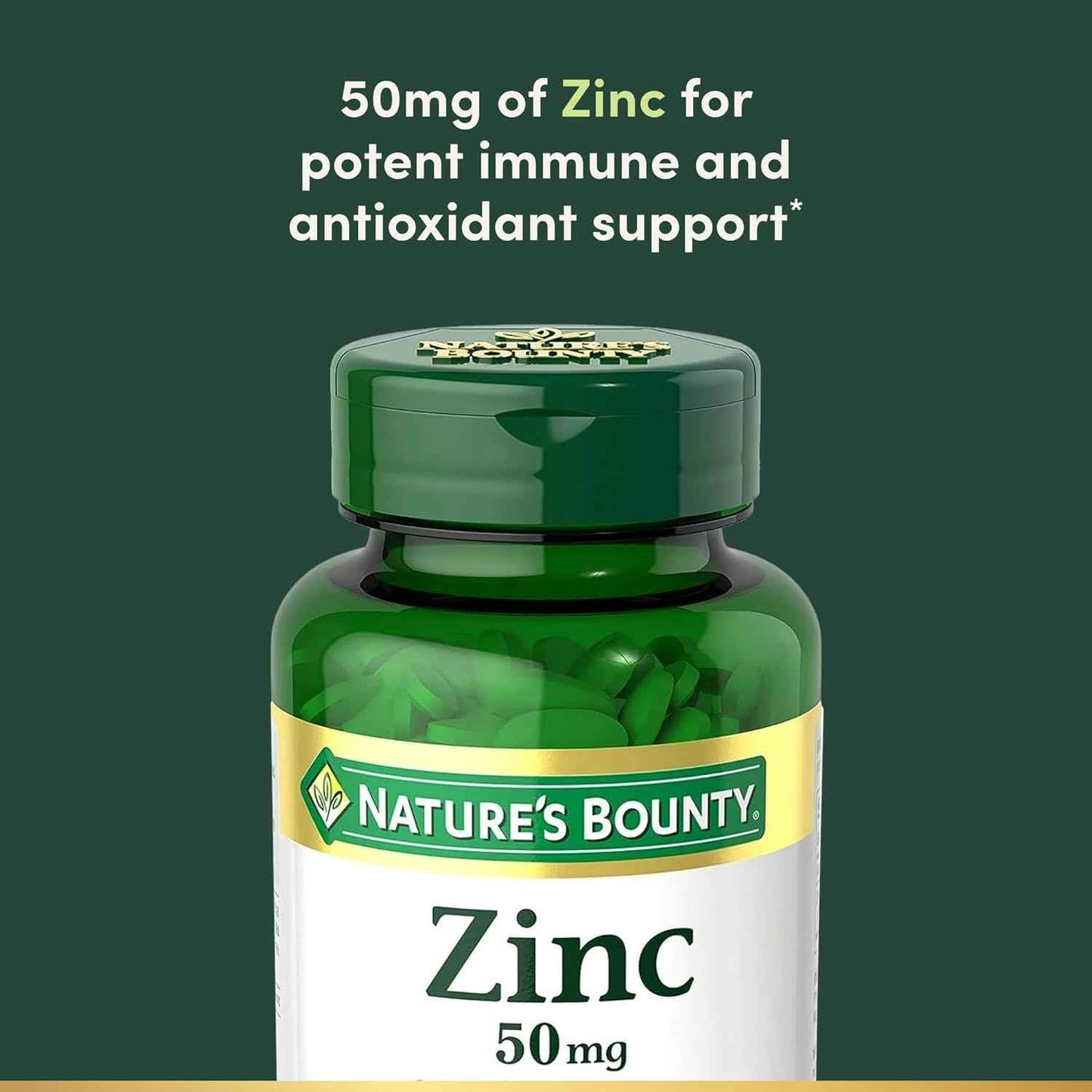 Nature's Bounty Zinc 50mg Immune Support Supplement 250 Caplets