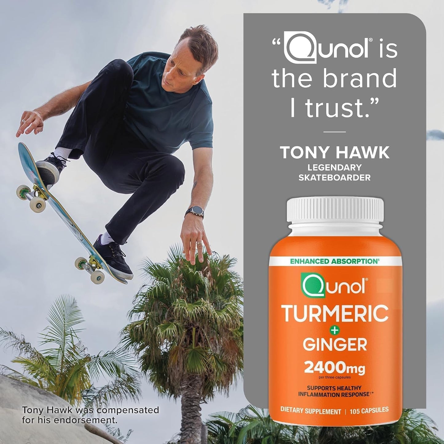 Qunol Turmeric Curcumin with Black Pepper & Ginger 2400mg 105ct