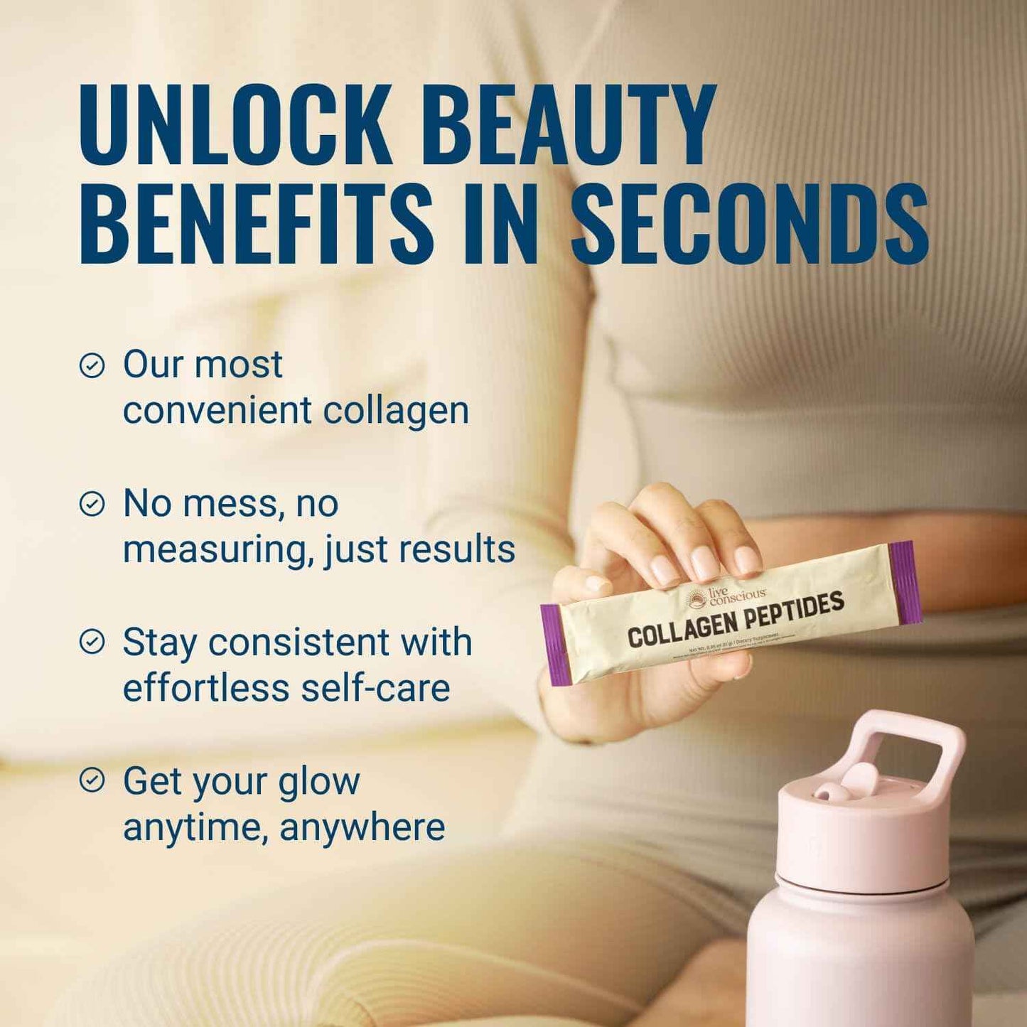 Live Conscious Collagen Peptides Powder Grass-Fed Type I & III 16oz