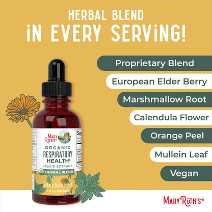MARYRUTH'S USDA Organic Respiratory Health Herbal Support Liquid Drops