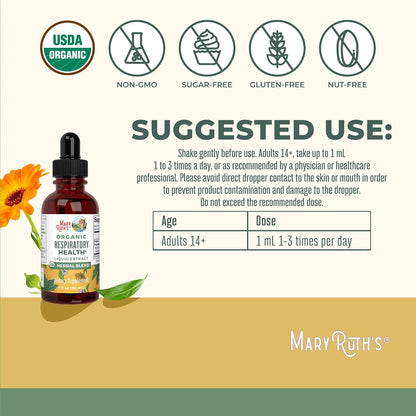 MARYRUTH'S USDA Organic Respiratory Health Herbal Support Liquid Drops