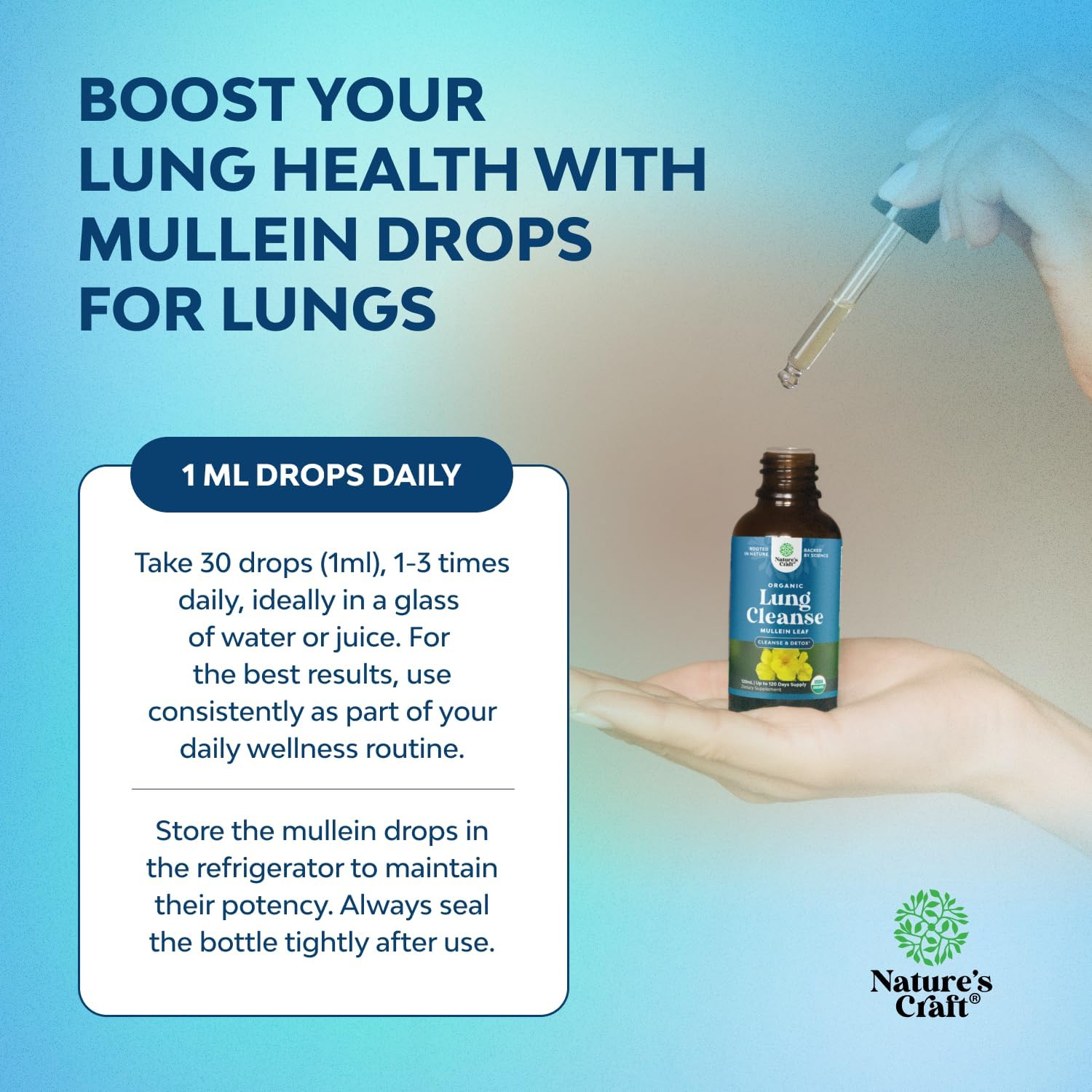 Natures Craft Organic Mullein Drops Respiratory Support Liquid