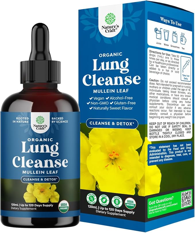 Natures Craft Organic Mullein Drops Respiratory Support Liquid