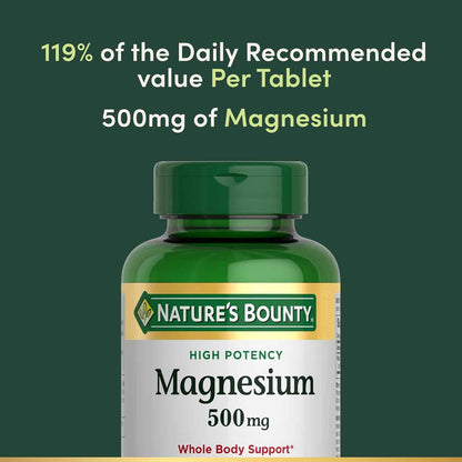 Nature's Bounty High Potency Magnesium Supplement 500 mg Tablets