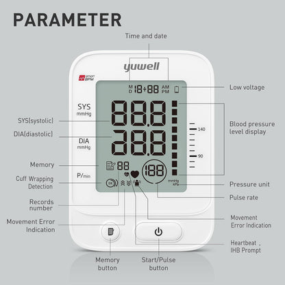 yuwell Digital Blood Pressure Monitor Large Cuff Voice Broadcast 99 Readings