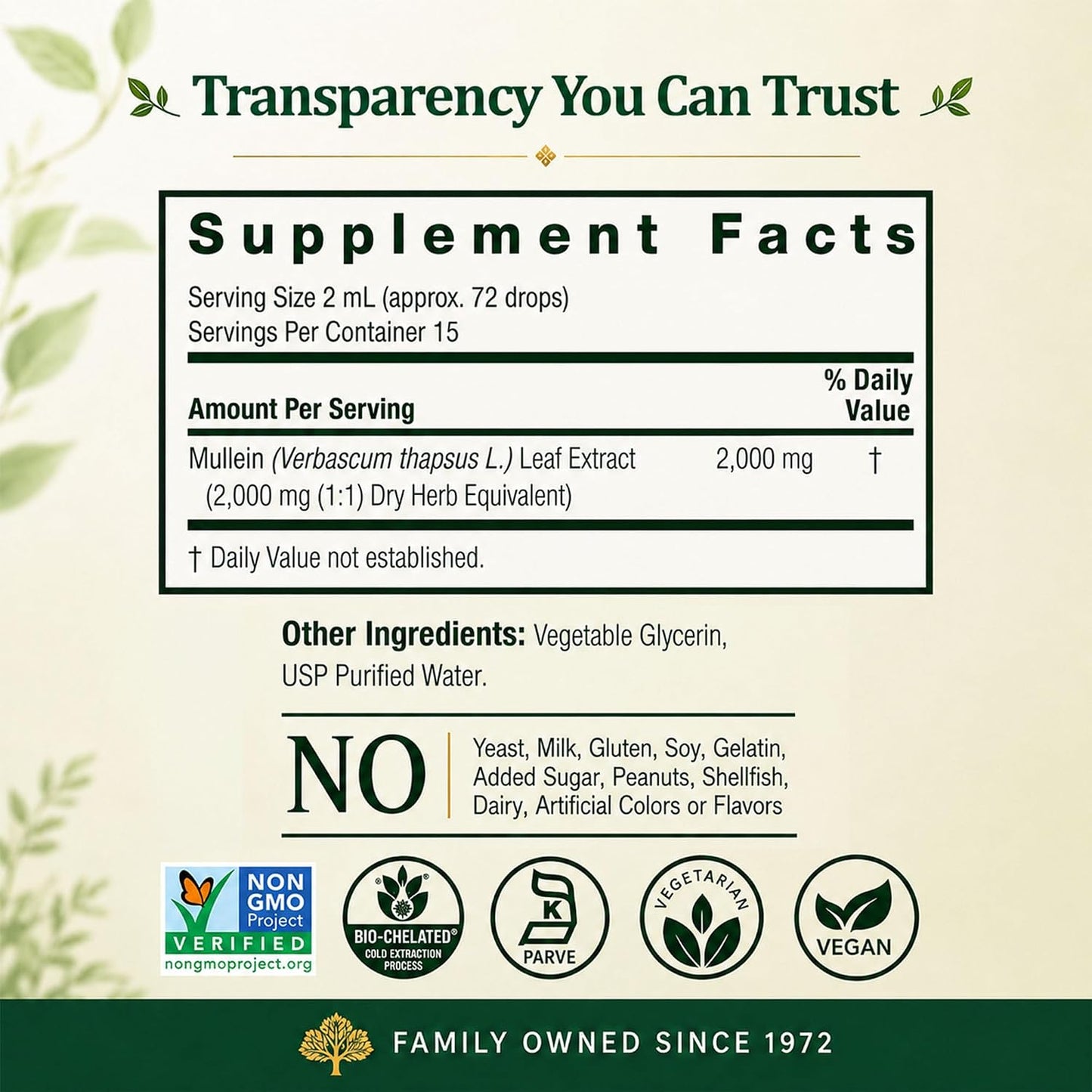 Nature's Answer Mullein Leaf Respiratory Support Liquid Drops