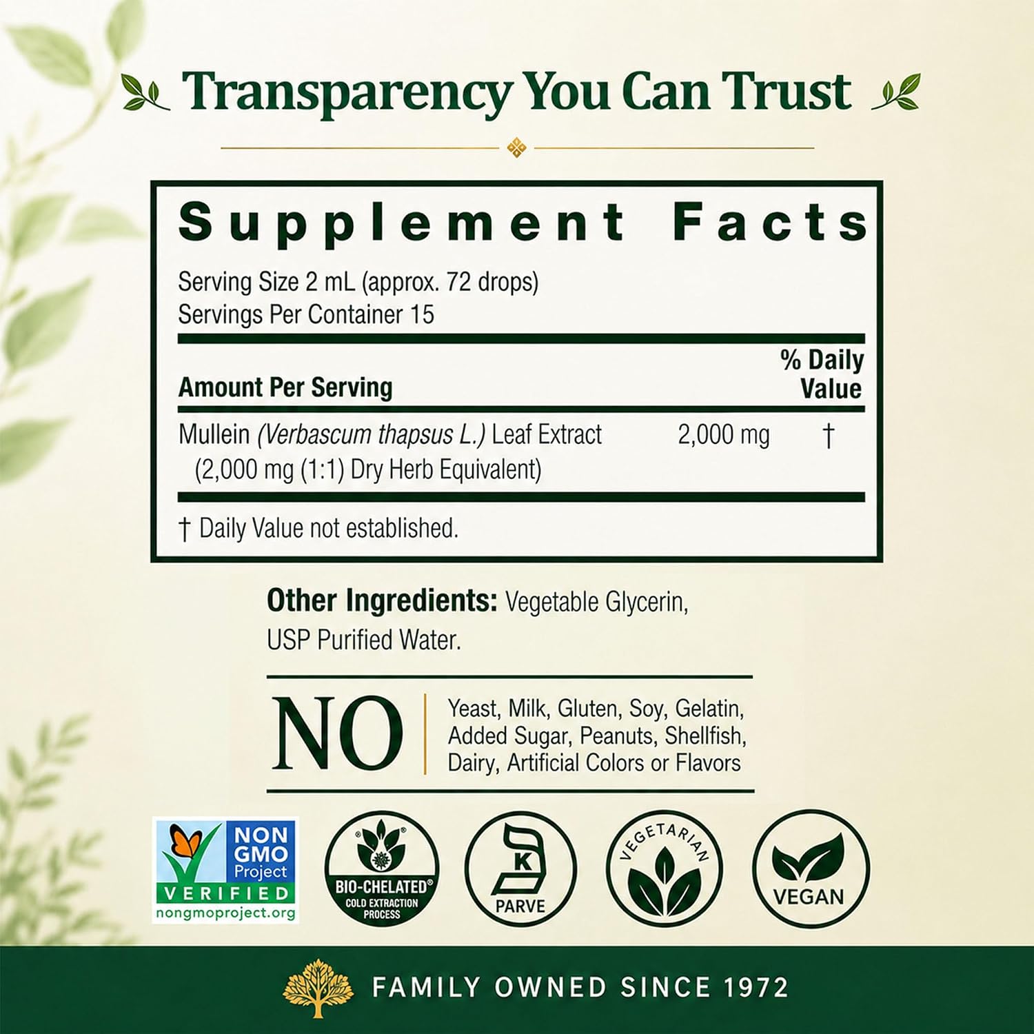 Nature's Answer Mullein Leaf Respiratory Support Liquid Drops