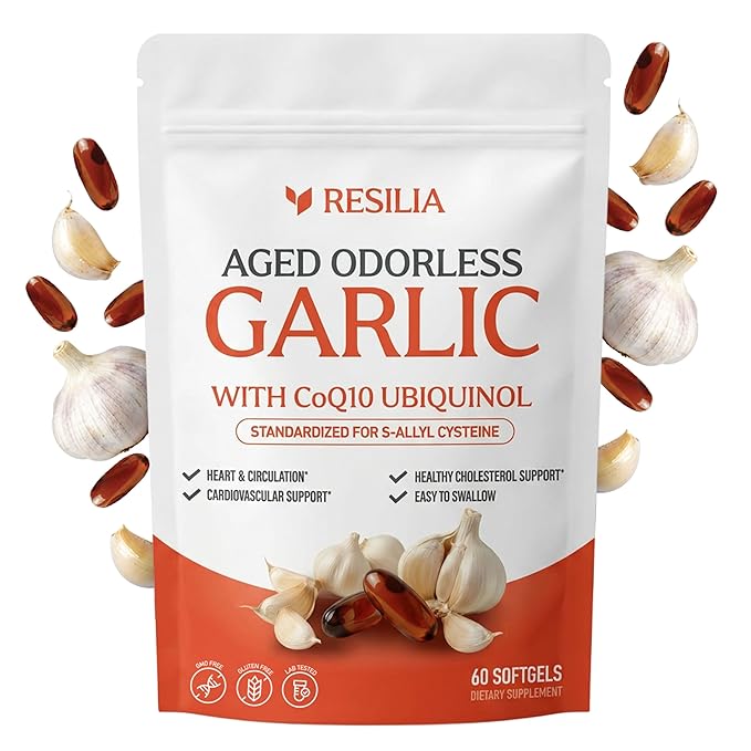 Resilia Odorless Aged Garlic Extract 600mg Softgels 60 Count