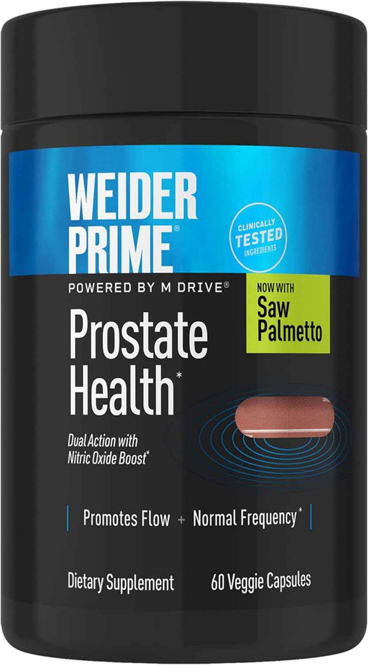 Weider Prime Prostate Health Dual Action Nitric Oxide Boost Men's Wellness 60 Capsules
