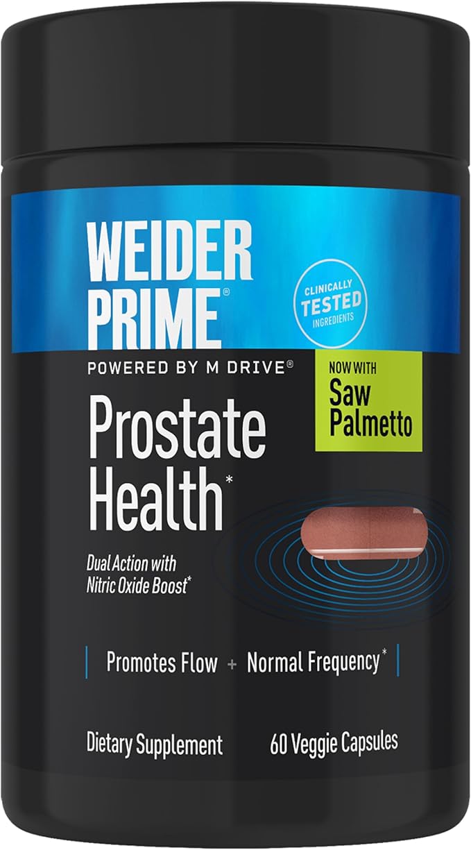 Weider Prime Prostate Health Dual Action Nitric Oxide Boost Men's Wellness 60 Capsules
