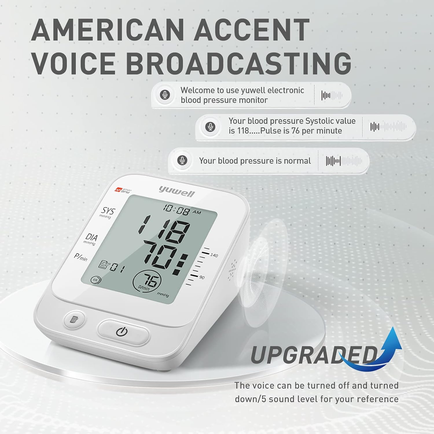 yuwell Digital Blood Pressure Monitor Large Cuff Voice Broadcast 99 Readings