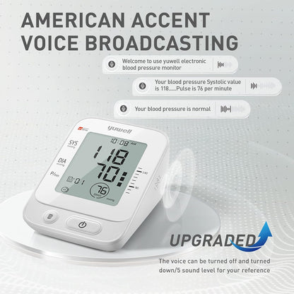 yuwell Digital Blood Pressure Monitor Large Cuff Voice Broadcast 99 Readings