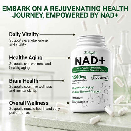 Ncduyde Liposomal NAD+ Supplement Nicotinamide Riboside Resveratrol 1500 mg