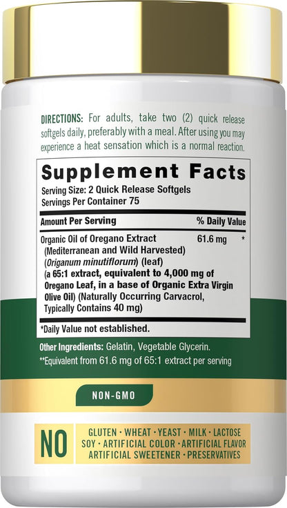 Carlyle Oregano Oil Carvacrol Herbal Health Support Softgels