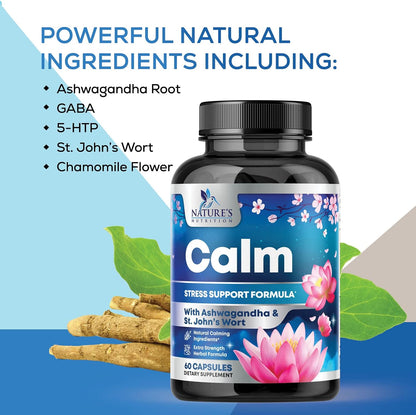 Nature's Nutrition Ashwagandha GABA Stress Mood Support Capsules
