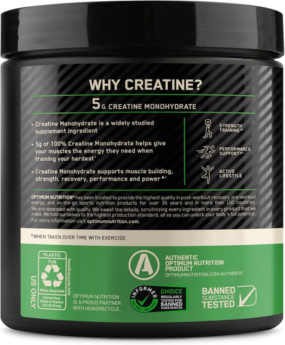 Optimum Nutrition Micronized Creatine Monohydrate Dietary Supplement Powder