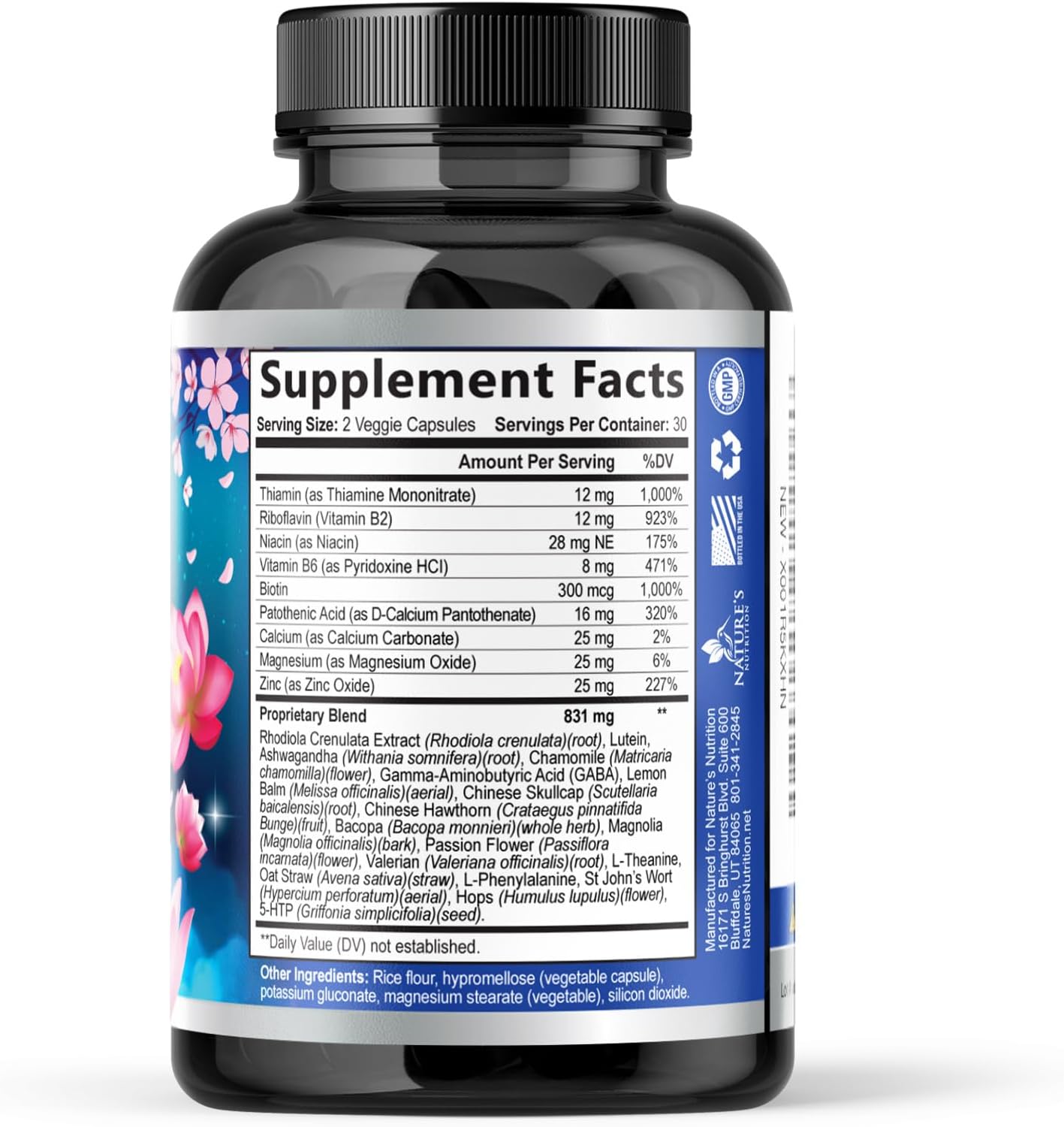 Nature's Nutrition Ashwagandha GABA Stress Mood Support Capsules
