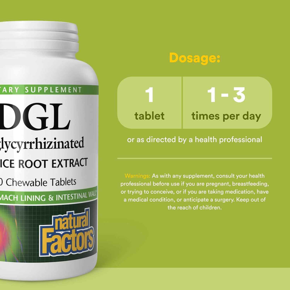Natural Factors DGL Chewable Digestive Support Supplement 180 Count