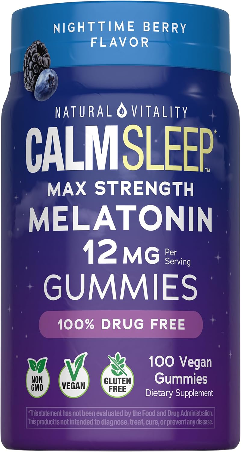 Natural Vitality Calm Sleep Ashwagandha Melatonin Stress Mood Support Capsules
