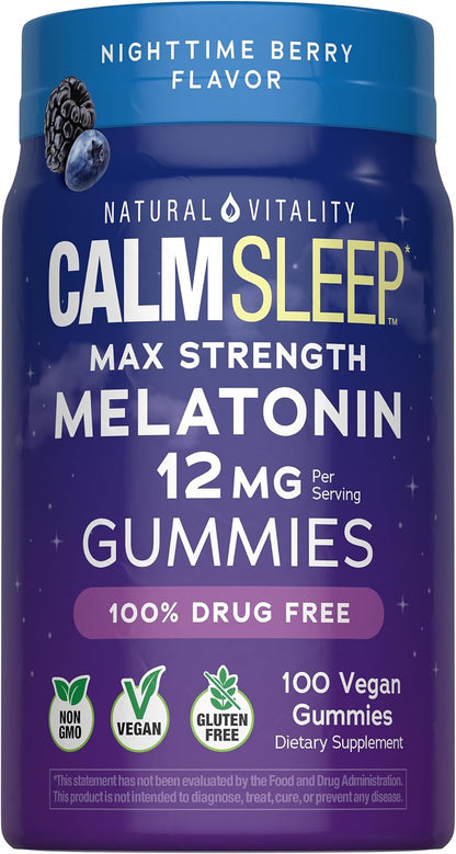 Natural Vitality Calm Sleep Ashwagandha Melatonin Stress Mood Support Capsules