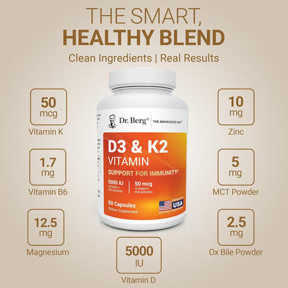 Dr. Berg Maximum Strength 7-in-1 Vitamin D3 K2 5000 IU