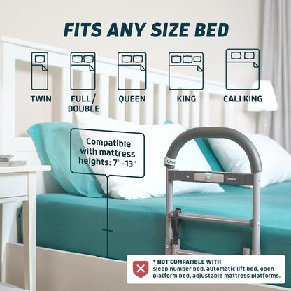 Lunderg Bed Assist Rail for Seniors Motion Light Non-Slip Grab Bar Easy Install Elderly Safety Support
