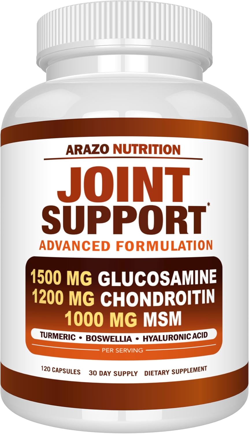 Arazo Nutrition Glucosamine Chondroitin Turmeric MSM Boswellia Joint Support Supplement 180 Tablets